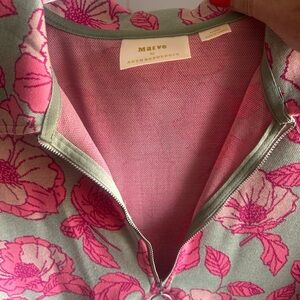 Maeve Pink and Green Floral Zip-Up